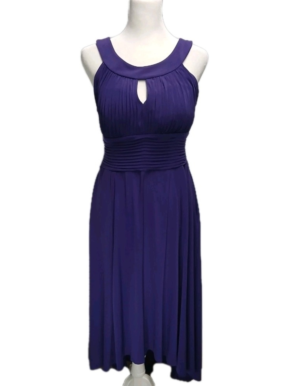 Ruched Empire Waist Dress SANGRIA Keyhole Long Ball Gown Size 8 Stretch Purple